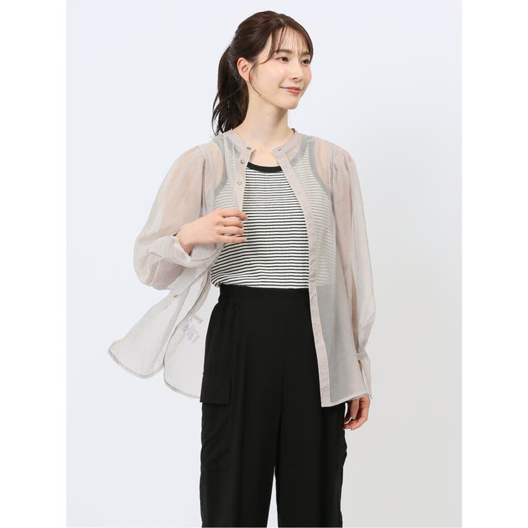 TAKA-Q WOMEN ハンチ/HUNCH シアーバルーン スリーブブラウス トップス