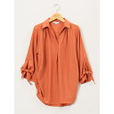 【5%OFFクーポン 9/11 1:59まで】TAKA-Q WOMEN 袖リボンかぶり スキッパーシャツチュニック トップス