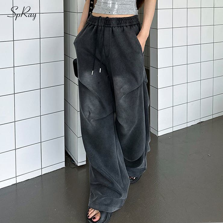 SpRay スウェット切替ワイドパンツ パンツ・ズボン