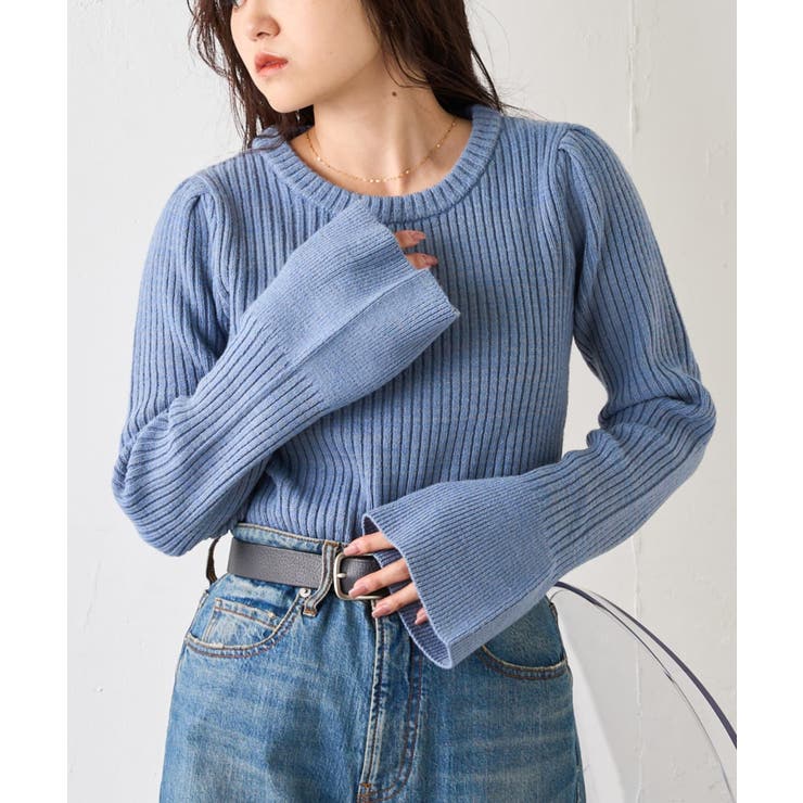 PAL GROUP OUTLET 【CIAOPANIC TYPY】【WEB限定】袖フレアリブニット トップスのサムネイル