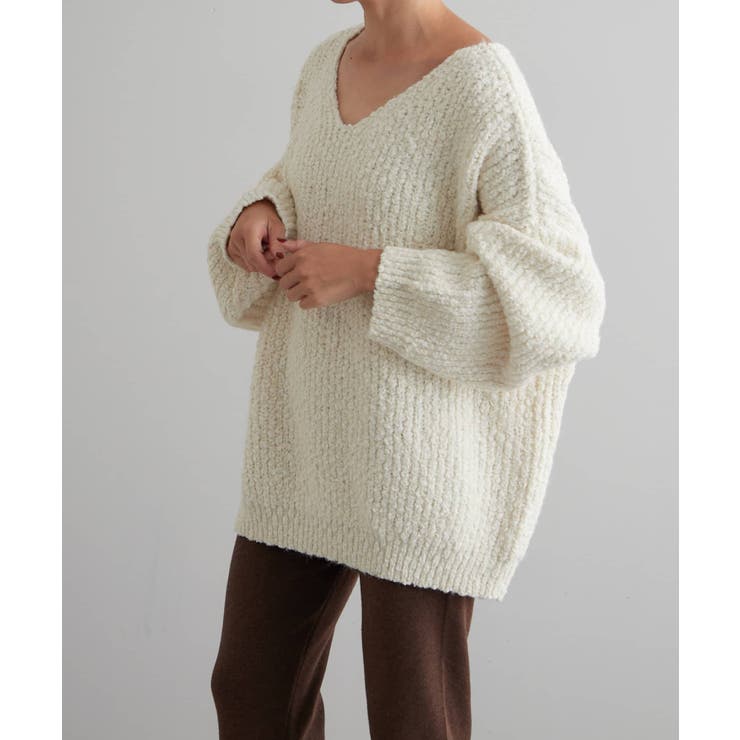 【10％OFFクーポン！11/27(木)1:59まで】PAL GROUP OUTLET 【earthy_】ドロップヤーンV/Nニット トップスのサムネイル