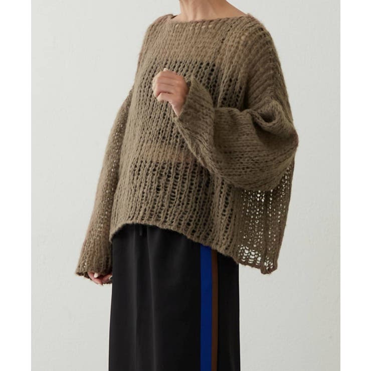 【10％OFFクーポン！11/27(木)1:59まで】PAL GROUP OUTLET 【earthy_】シアーハンドライクオーバーニット トップスのサムネイル