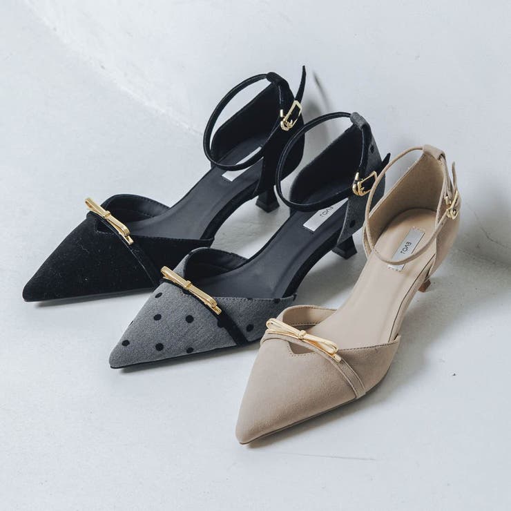 【10％OFFクーポン！11/27(木)1:59まで】EVOL 【クッション入り・ふかふか】4.5cmリボンセパレートパンプス シューズ・靴