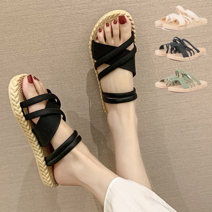 【10％OFFクーポン！11/11 (火)1:59まで】STYLEBLOCK サンダル フラットサンダル 2WAY 歩きやすい シューズ 靴 レディース ホワイト ブラック グリーン シューズ・靴