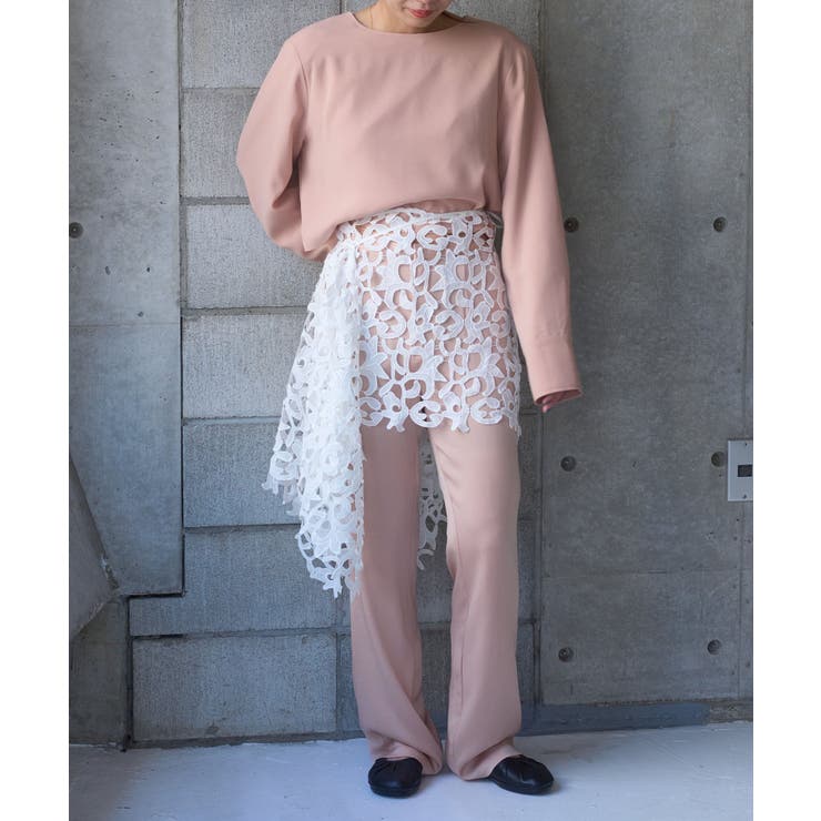 PAL GROUP OUTLET 【Pasterip】Acetate satin easy slim slacks スーツ