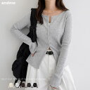 【5%OFFクーポン 9/11 1:59まで】andme セルフカットリブ スナップボタン 長袖 カーディガン トップス レディース 長袖トップス リブトップス 長袖Tシャツ ロンT アウター 羽織 カットソー 体型カバー ストレッチ 楽ちん スリット