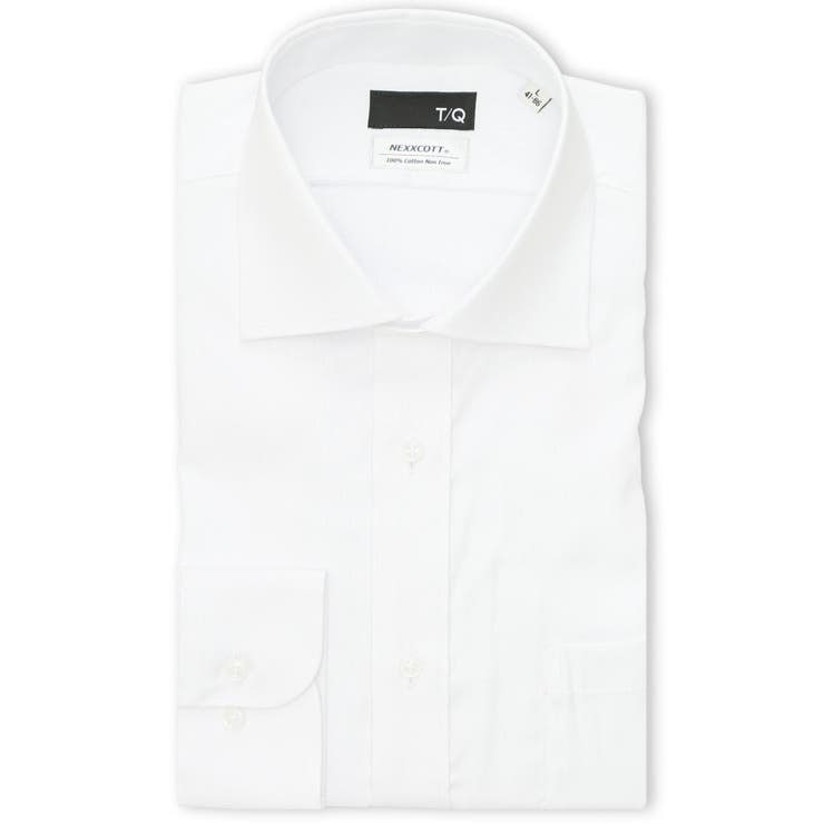 TAKA-Q MEN 綿100% ノンアイロン NEWスタンダードフィット ワイドカラー長袖シャツ スーツ