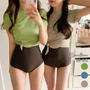 kirakiraShop 【SHOPLIST限定】トップス付き配色ワンピース 3サイズ 水着体型カバー スイムウェア ワンピース水着 大きいサイズ 水着 オール...