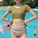 kirakiraShop 【SHOPLIST限定】チェック柄ハイウエストビキニ 2サイズ スイムウェア セパレート水着 ビキニ タンキニ ハイウエスト 大きいサ...