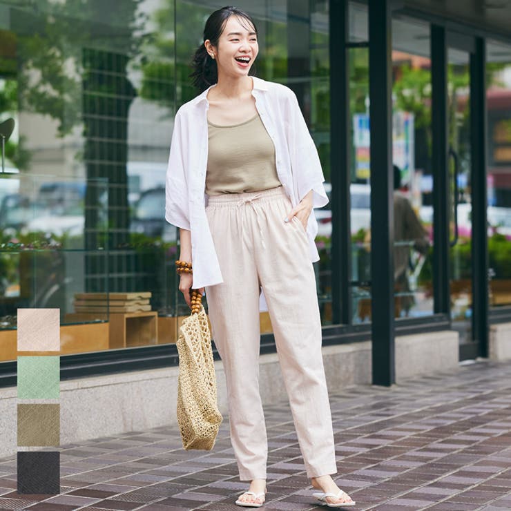 coca 麻風コットンテーパードパンツ パンツ・ズボンのサムネイル