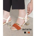 minia クリアヒールギャザーサンダル 5cmヒール minia ◇ サンダル ミュール チャンキーヒール 太ヒール クリアヒール フラット オフィスカジュアル レディース シューズ 靴 シューズ・靴