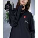 【10%OFFクーポン 9/9 23:59まで】GROOVY STORE ハート プリント ロンt 長袖Tシャツ 刺繍 ワンポイント グラフィックt トップス
