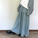 【5%OFFクーポン 9/11 1:59まで】non-hedge フリンジデニムティアードスカート スカート
