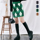 kirakiraShop アーガイルニットミニスカート ボトムス ミニスカート タイトスカート アーガイル柄 チェック柄 台形スカート ニットスカート セットア...