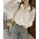 【5%OFFクーポン 9/11 1:59まで】SUNSHINE CLOSET フリル衿ブラウス 長袖タックシャツ韓国風 トップス