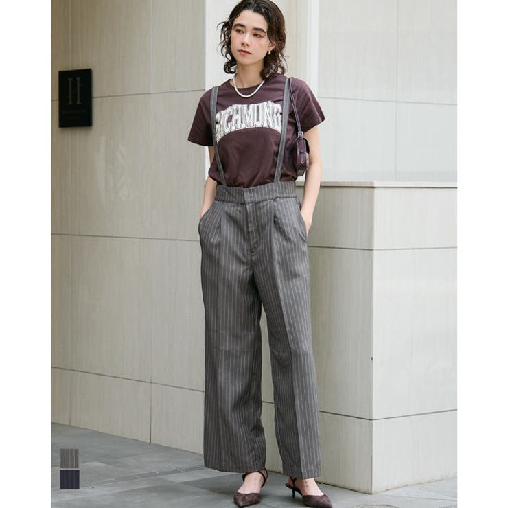 【20％OFFクーポン！11/20(木)限定！】coca 上品な雰囲気のヘリンボーン柄が映える、着こなし自在の2wayサロペット パンツ・ズボン