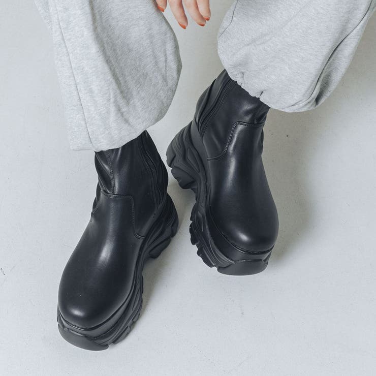 【10％OFFクーポン！3/26(木)1:59まで】EVOL 厚底ストレッチブーツ シューズ・靴