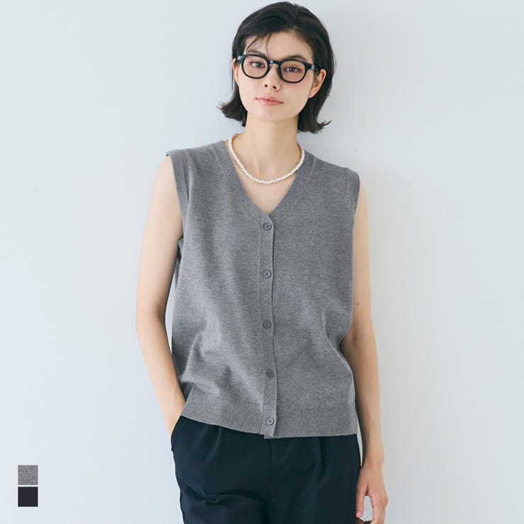【20％OFFクーポン 9/6 23:59まで】coca Vネックニットベスト トップスのサムネイル