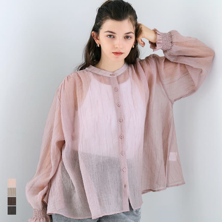 【20％OFFクーポン！9/20(土)23:59まで】coca シアーギャザーAラインブラウス トップスのサムネイル