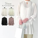 JUNOAH シアーピンタックティアードチュニック トップス