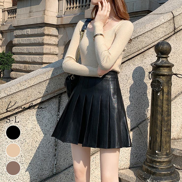 kirakiraShop フェイクレザープリーツミニスカート3サイズ ミニスカート プリーツスカート 台形スカート Aライン フェイクレザー Y2K 韓国ファッション シンプル 裏地付 キュロットパンツ トラッド ハイウエスト ショート丈 秋冬春 スカ