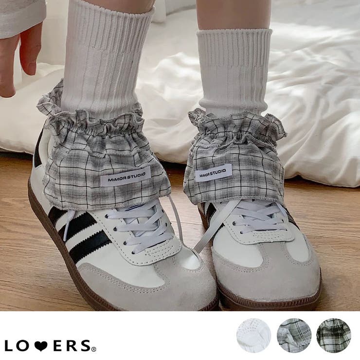 LOVERS 秋新作 ロゴワッペン付き シュシュ フリルシューズカバー ma ブロケットコア ブロークコア ウィッシュコア エンジェルコア シューズアクセサリー...