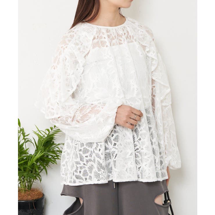 PAL GROUP OUTLET 【RAY CASSIN】肩あきレースフリルブラウス トップス