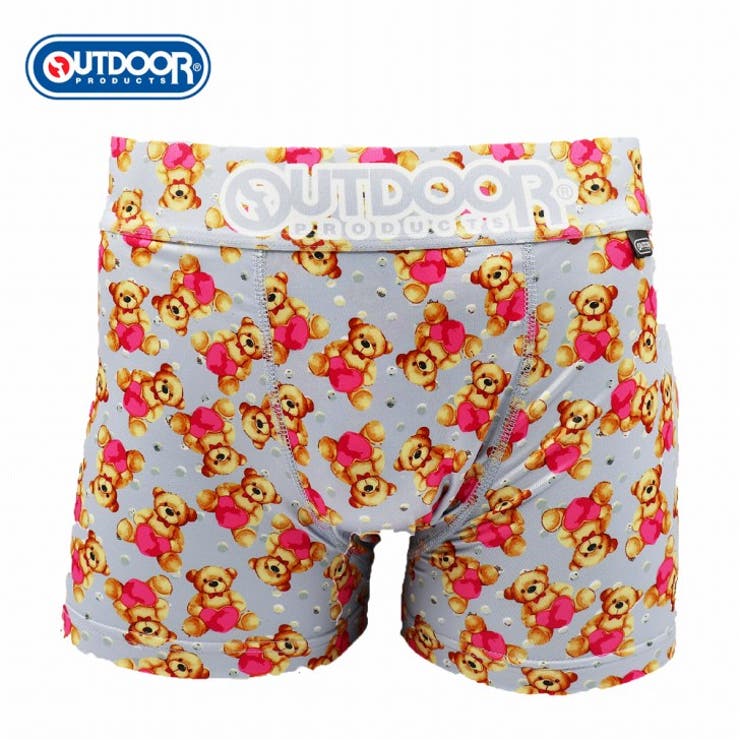 COMPLETE メンズ ボクサーパンツ ハートクマ グレー 下着 前閉じ OUTDOOR インナー・下着