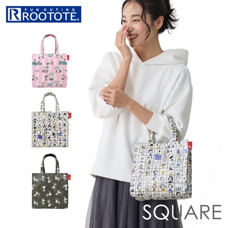 【10％OFFクーポン！11/27(木)1:59まで】BACKYARD FAMILY ルートート ROOTOTE 8431 IP.スクエアLami.Peanuts-0L バッグ・鞄