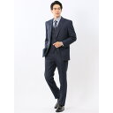 【10%OFFクーポン!11/27(木)1:59まで】TAKA-Q MEN 光沢ウール混 レギュラーフィット 2ボタン3ピーススーツ 組織青 スーツ