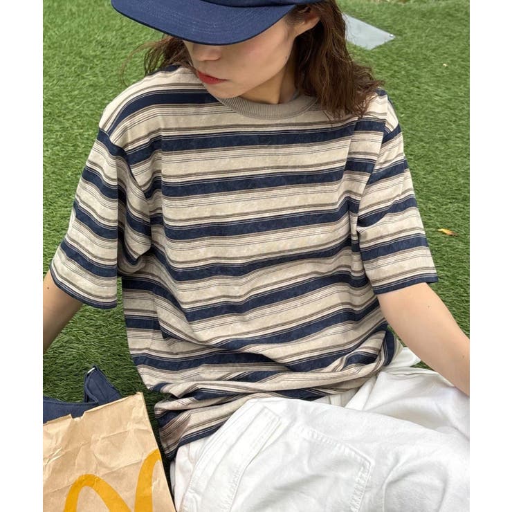 【20％OFFクーポン配布中！10/25(土)23:59まで】PAL GROUP OUTLET 【CIAOPANIC TYPY】ウ゛ィンテージライクマルチボーダーTEE トップスのサムネイル