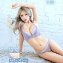 Dazzy ストライプシフォンレース脇高ブラジャー&フルバックショーツ インナー・下着