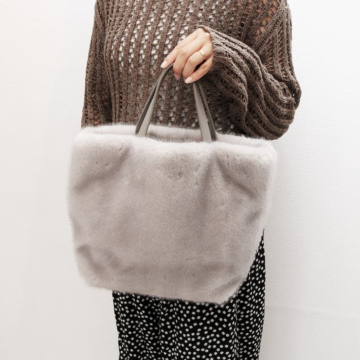【10％OFFクーポン！11/27(木)1:59まで】UNBILLION カシュカシュ cachecache / ミンク風ファーシンプルトート バッグ・鞄