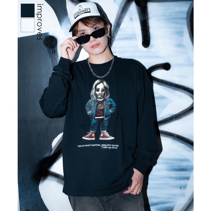 improves 長袖Tシャツ メンズ SIDEWAY STANCE サイドウェイスタンス オリジナルプリント グラフィック ロンT カットソー アメカジ カジュアル Y2K ストリート 90s 韓国 トップス
