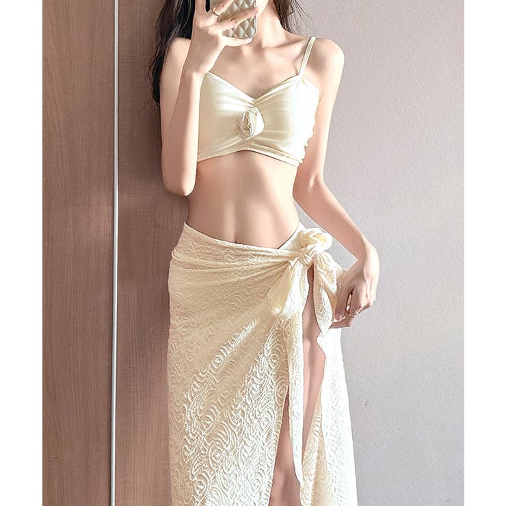 SUNSHINE CLOSET ビキニ 水着3点セットパレオ付き 韓国風 水着