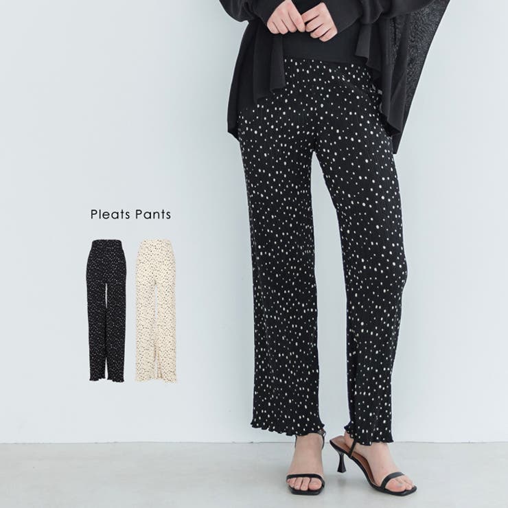 coca 楊柳プリーツドット柄レギンス パンツ・ズボンのサムネイル