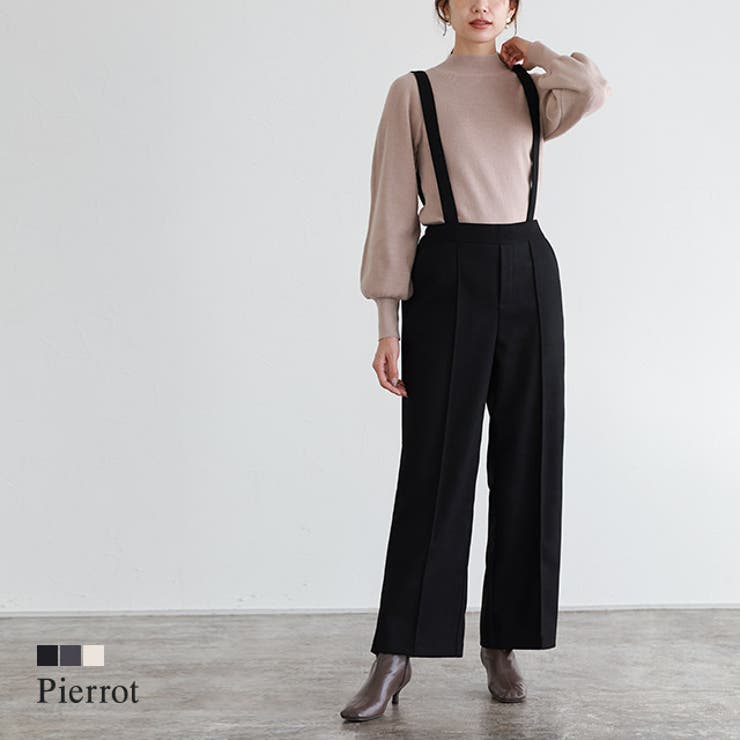 【10％OFFクーポン！9/24(木)1:59まで】Pierrot 2wayウールタッチパンツ ☆ パンツ 2way ウールタッチ ストラップ シンプル 着回し 洗濯機可 上品 低身長 ポケット付き オフィスカジュアル 黒 グレー 白 レディース Pie shoplistselect-10062814 SHOPLIST パッケージ画像