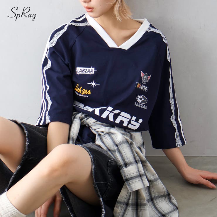 SpRay 袖レースゲームロンT トップス