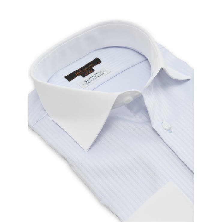 TAKA-Q MEN 綿100% ノンアイロン NEWスタンダードフィット ワイドカラー長袖シャツ スーツ