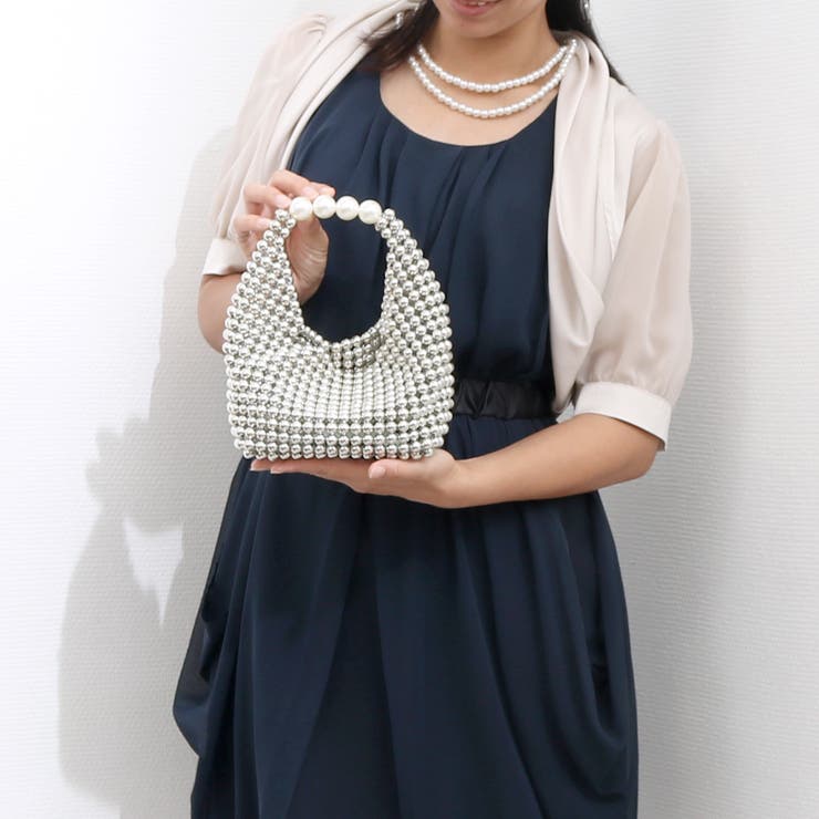 UNBILLION カシュカシュ cachecache / シルバービーズ手提げバッグ バッグ・鞄