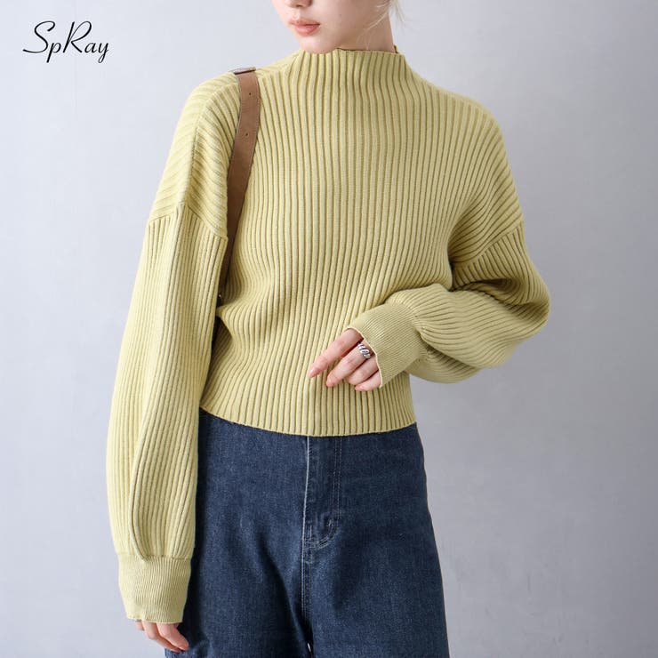 SpRay モチモチクロップドボトルネックニット トップス