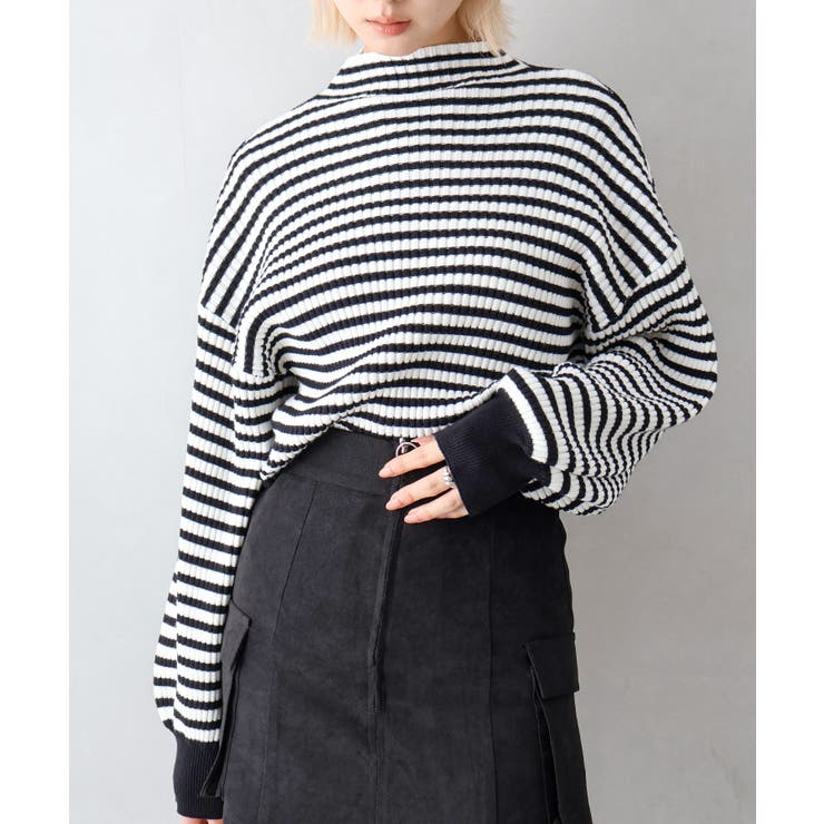 SpRay モチモチクロップドボトルネックニット トップス