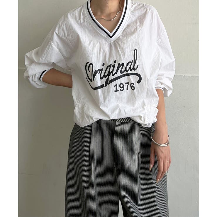 Jewelobe ロゴプリントナイロンスポーティープルオーバー トップス