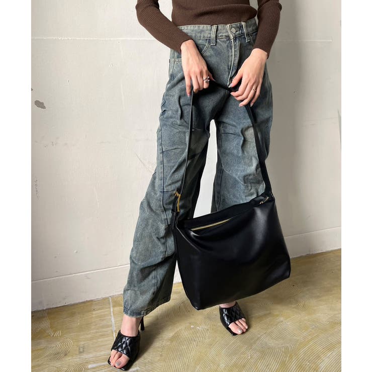 Jewelobe アシンメトリータックルーズデニムパンツ パンツ・ズボン