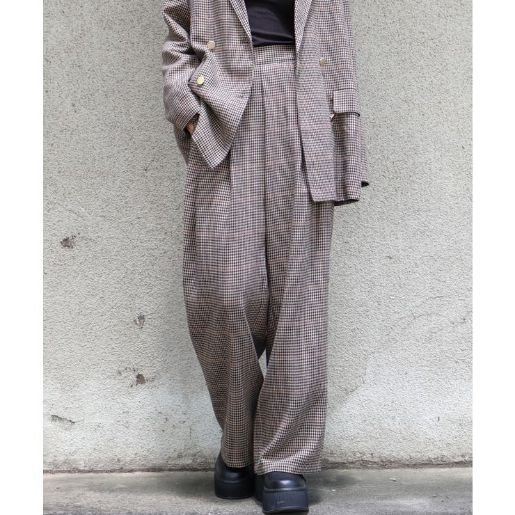 SpRay チェックタックストレートパンツ パンツ・ズボン