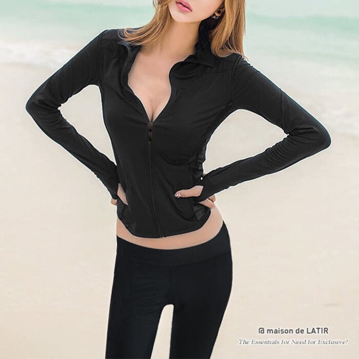 maison de LATIR 水着 長袖ラッシュガード+レギンス フィットネススイムウェア 4点セット ジム＆フィットネスでも大活躍 水着 ラッシュガード 水着体型カバー ハイウエスト 水着 大きいサイズ 水着韓国ファッション 冬 セクシー 冬服