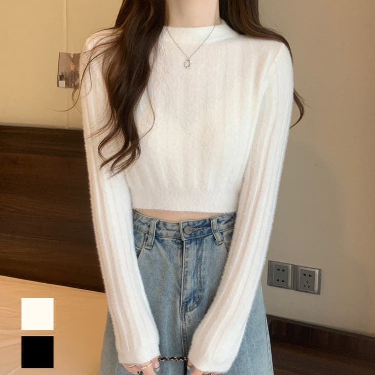 maison de LATIR シャギー　ショート丈ニット　韓国ファッション　アスレジャー　冬　ニット　ショート　ショート丈 シャギーニットト..