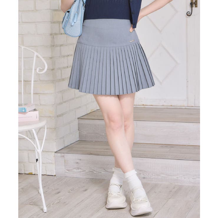 RETRO GIRL プレート付きプリーツミニSK スカート