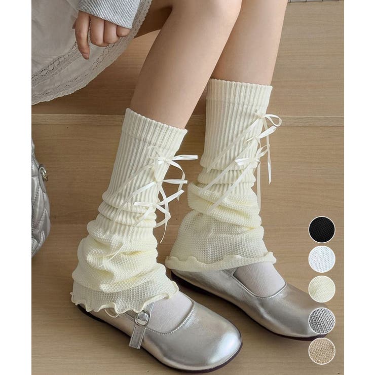 Miniministore レッグウォーマー リボン付きレッグカバー ルームウェア・パジャマ