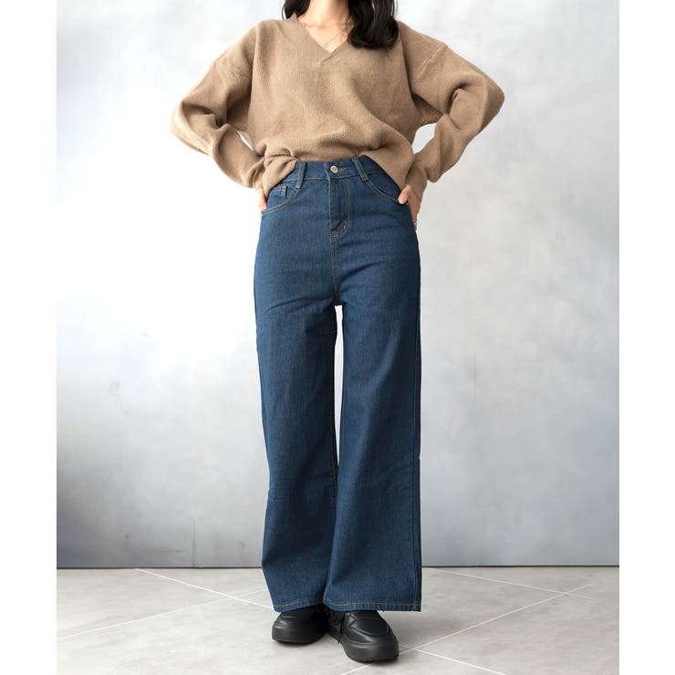 [10%OFF 쿠폰!6/11(목)1:59까지]NinaetLina 세미와이드 데님 팬츠 팬츠·바지